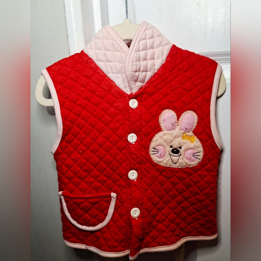 Vintage 80s 🐇❤️Adorable Bunny Quilted Vest (9-12 mo)